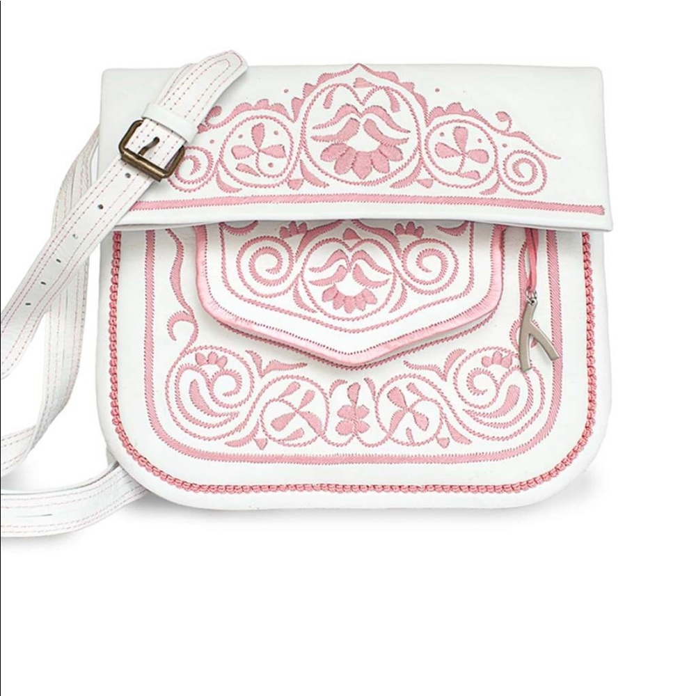 Abury White and Rose Leather Berber Shoulder Bag